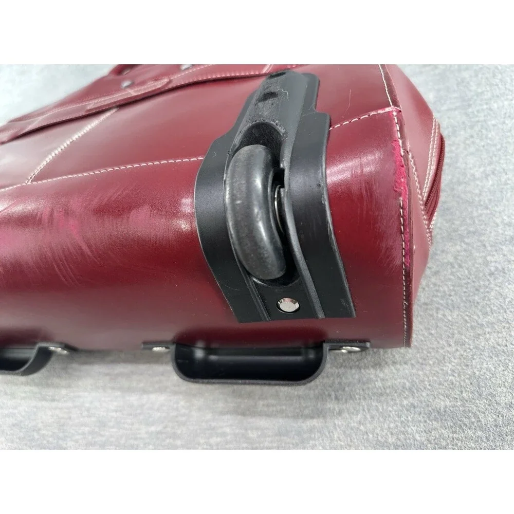 McKLEIN Red Leather Wheeled Laptop Case 15.6” Rolling Briefcase